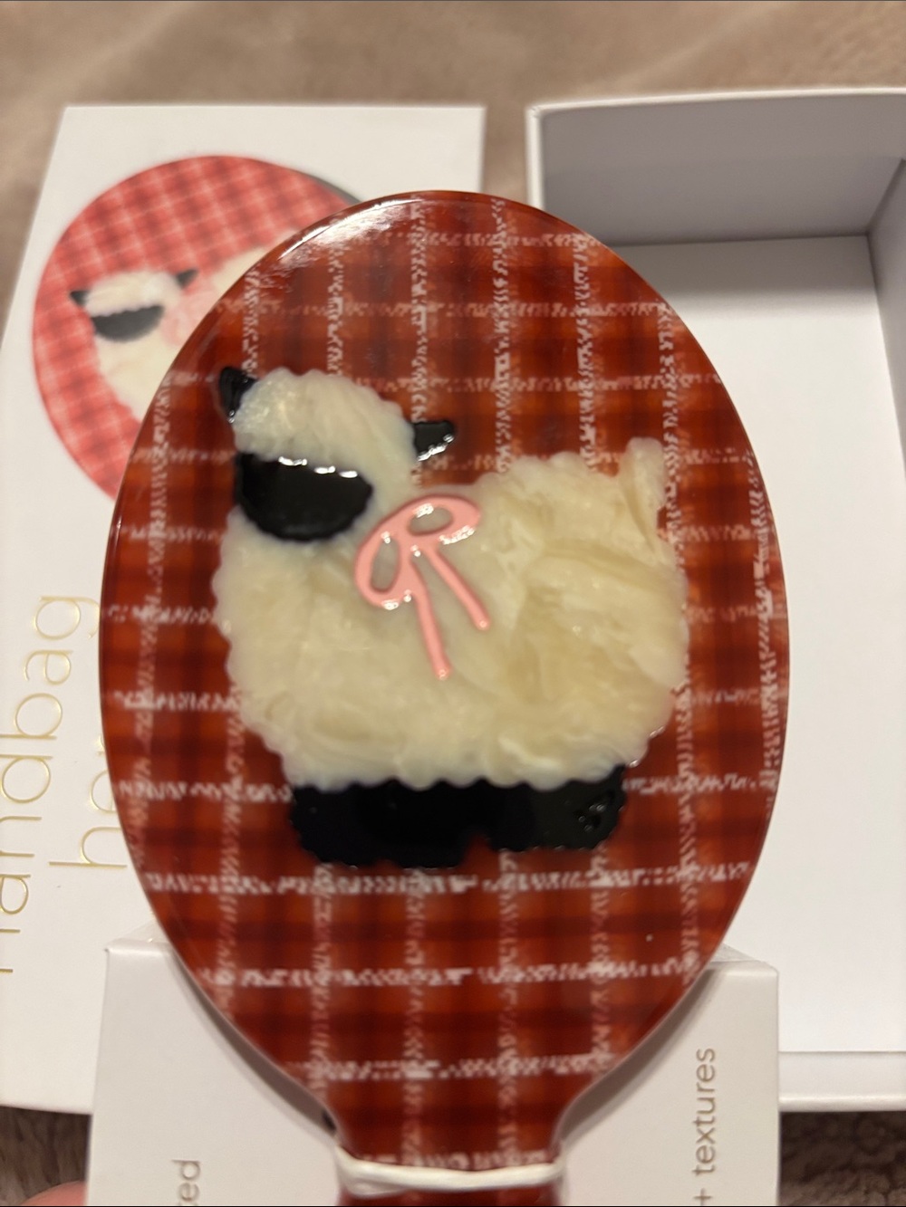 Solar Eclipse Hand Painted Vintage Lamb Handbag Hero Brush-Red Plaid-NWT RARE - Picture 5 of 5
